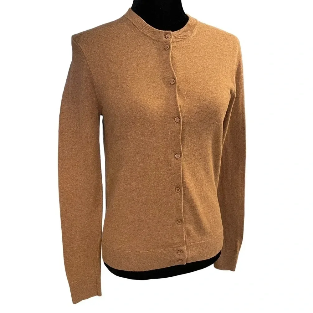 J Crew (Fall 2020 )Classic cotton cardigan sweater in Heathered Mushroom E5957